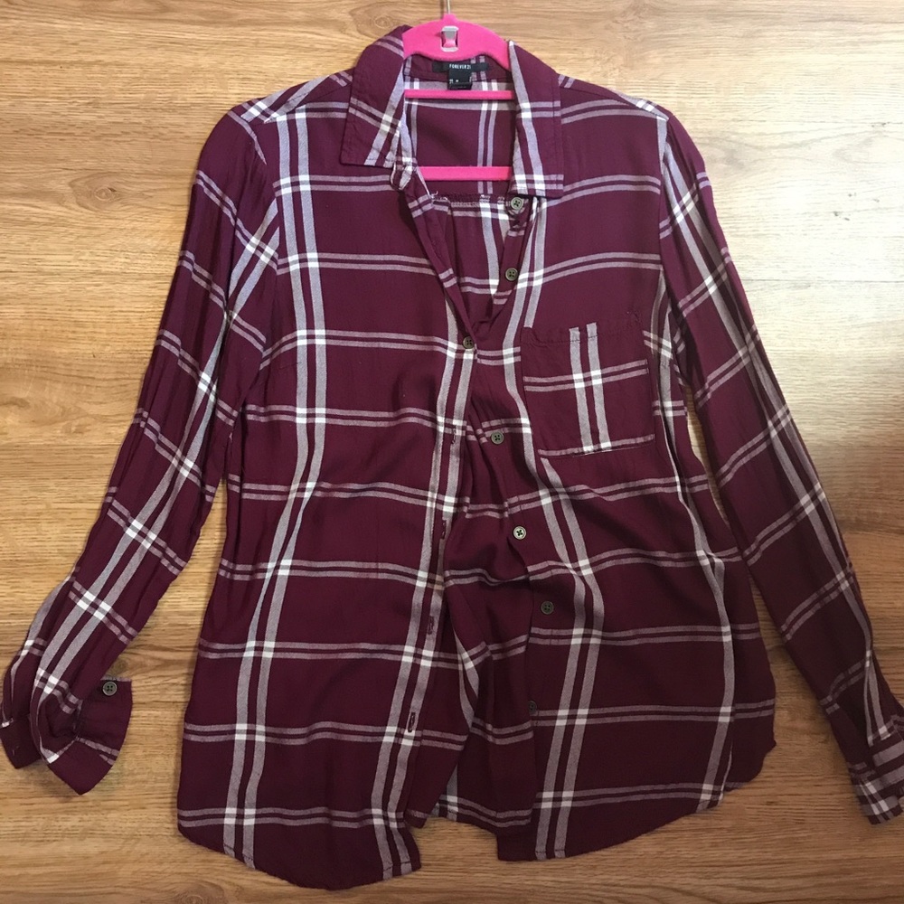 Maroon button down flannel